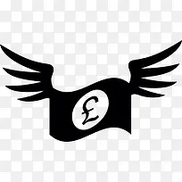 英镑的钞票带翅膀的图标