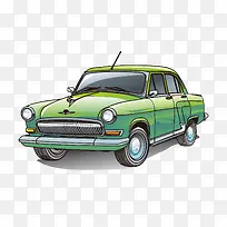中世纪绿色矢量经典老爷车