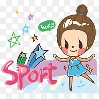 卡通插画女孩丸子头可爱
