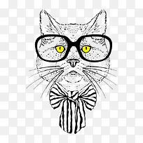 手绘眼镜猫