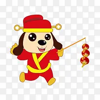 提着灯笼的卡通狗