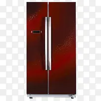 红黑色对开门冰箱