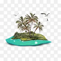 椰子树海岛风景装饰图案