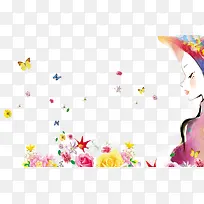 妇女节日装饰海报花朵