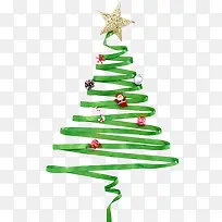 绿色丝带圣诞树元素
