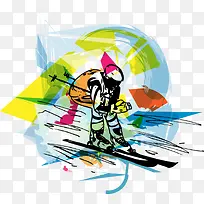彩色滑雪运动员