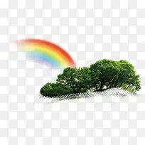 彩虹和树丛
