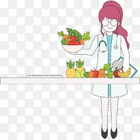 卡通营养师人物插画