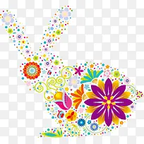 兔子 卡通兔子 扁平化 花朵 