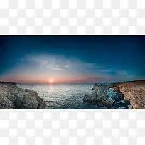 太阳日出海面岩石