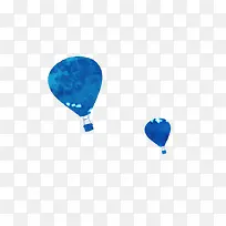 蓝色飞翔天际手绘热气球