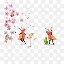 手绘春天瓢虫演奏