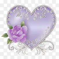 淡紫色镶钻花边爱心边框