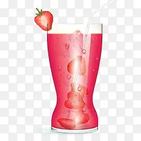 粉红色夏天草莓汁