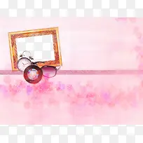 粉色花海设计时钟相框