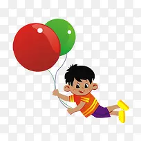 小孩牵着气球