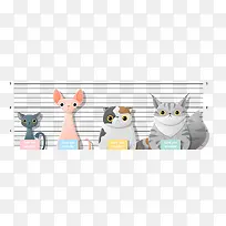 可爱的小猫家族卡通插画