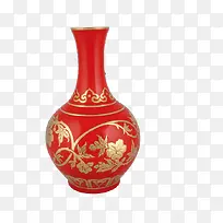 红色结婚用品花瓶细口瓶复古