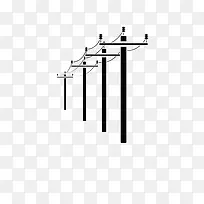 手绘黑色排列电线杆