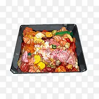 烤肉拌饭手绘画素材图片