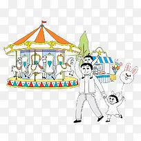 爸爸和孩子去游乐园