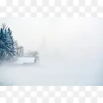 冬日霜冻寒冷薄雾