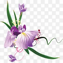 手绘藤蔓植物紫色小花
