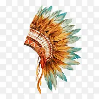 手绘印第安人羽毛头饰