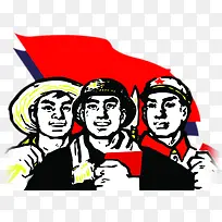 红军劳动人民手绘
