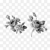 黑白复古花朵