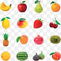矢量彩色多边形水果