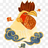 中国风卡通祥云鸡年图案