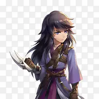 手持弯刀长发勇士