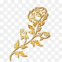 金色免抠玫瑰花情人节装饰图案