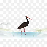 手绘精美的仙鹤.