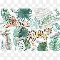 创意彩绘老皮和植物