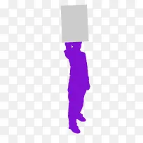 紫色举着牌子的男人矢量素材