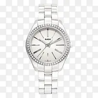 雷达女表白色珠光镶钻腕表手表