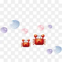卡通海鲜扇贝螃蟹