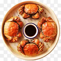 卡通简约美食装饰广告设计螃蟹