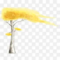 创意合成水彩黄色的大树设计