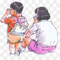 漫画高清创意在哭泣的小孩子