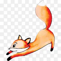 手绘秋天跳跃的狐狸