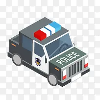 警车3D卡通插画