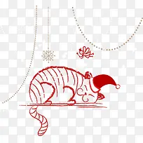 矢量线描睡觉的猫咪