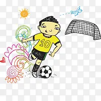 儿童足球玩耍卡通海报促销素材