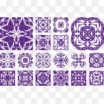 紫色对称中式花边