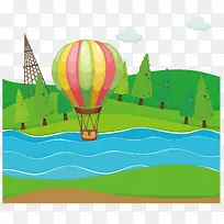 飞跃小河的热气球