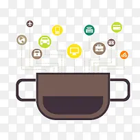 矢量茶杯上方统计图