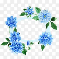 手绘蓝色花朵花环